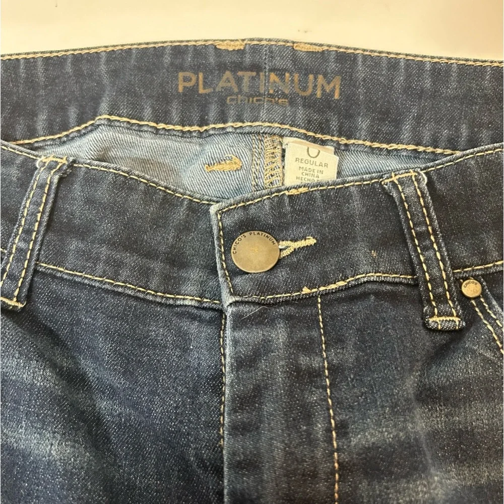 Chico’s Women's Platinum Straight Jeans Ultimate Fit Denim Size 0 Reg